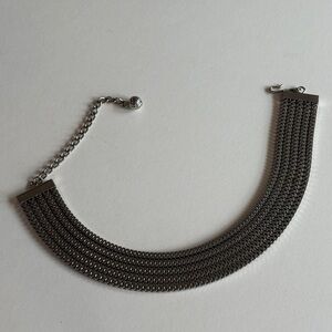 Vintage Silver-Tone Multi-Row Mesh Necklace